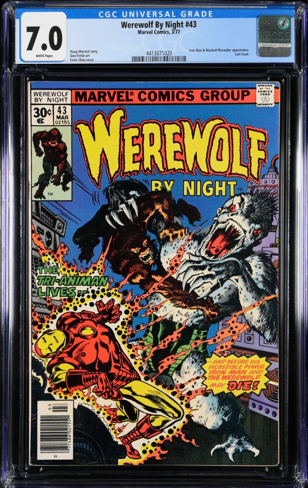Werewolf by Night #43 CGC 7.0 Marvel Comics 1977 Last Issue Iron Man app.