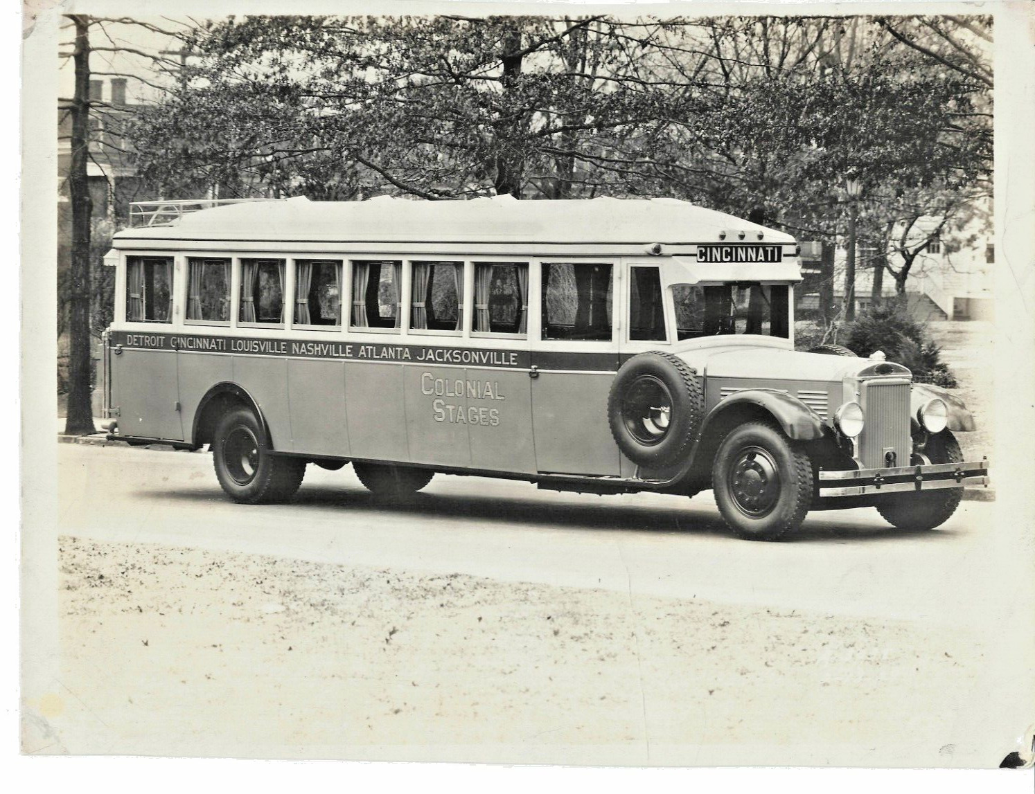 vintage 1930's Colonial Stages Bus bound for Cincinnati - B&W 8x10 photo