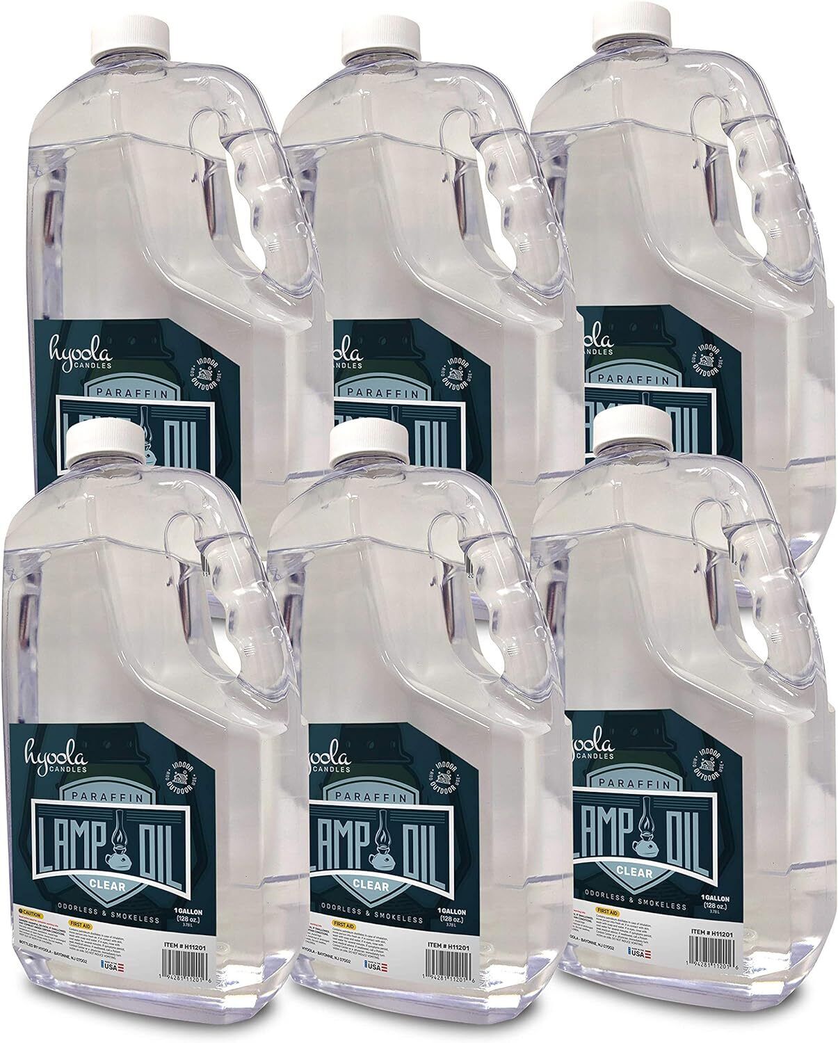 (6 pack)HYOOLA 1-Gallon Liquid Paraffin Lamp Oil -Clear Smokeless Odorless Clean