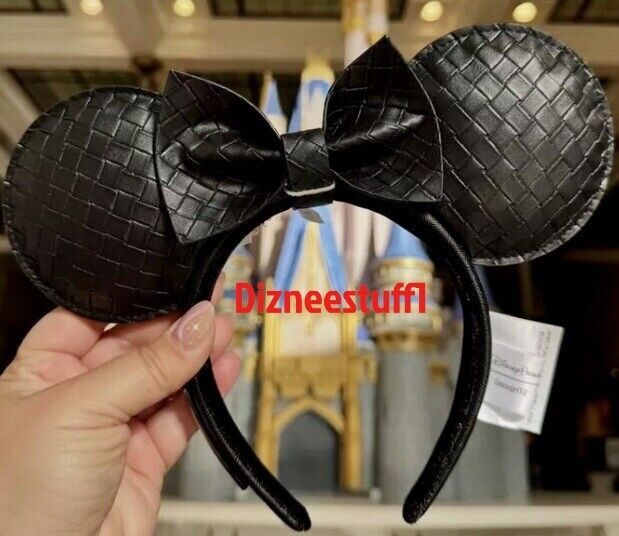 Disney Parks 2024 Loungefly Black Woven Bow Minnie Mickey Mouse Ear Headband New