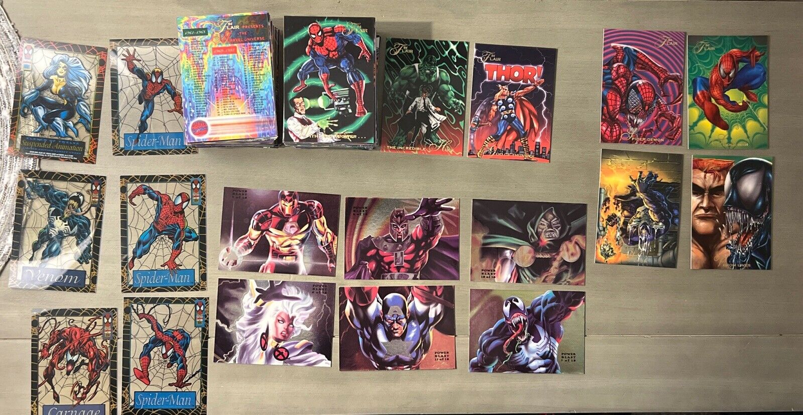 Marvel Masterpieces 1994 FLAIR COMPLETE 1-150 With Power blast Inserts & More NM