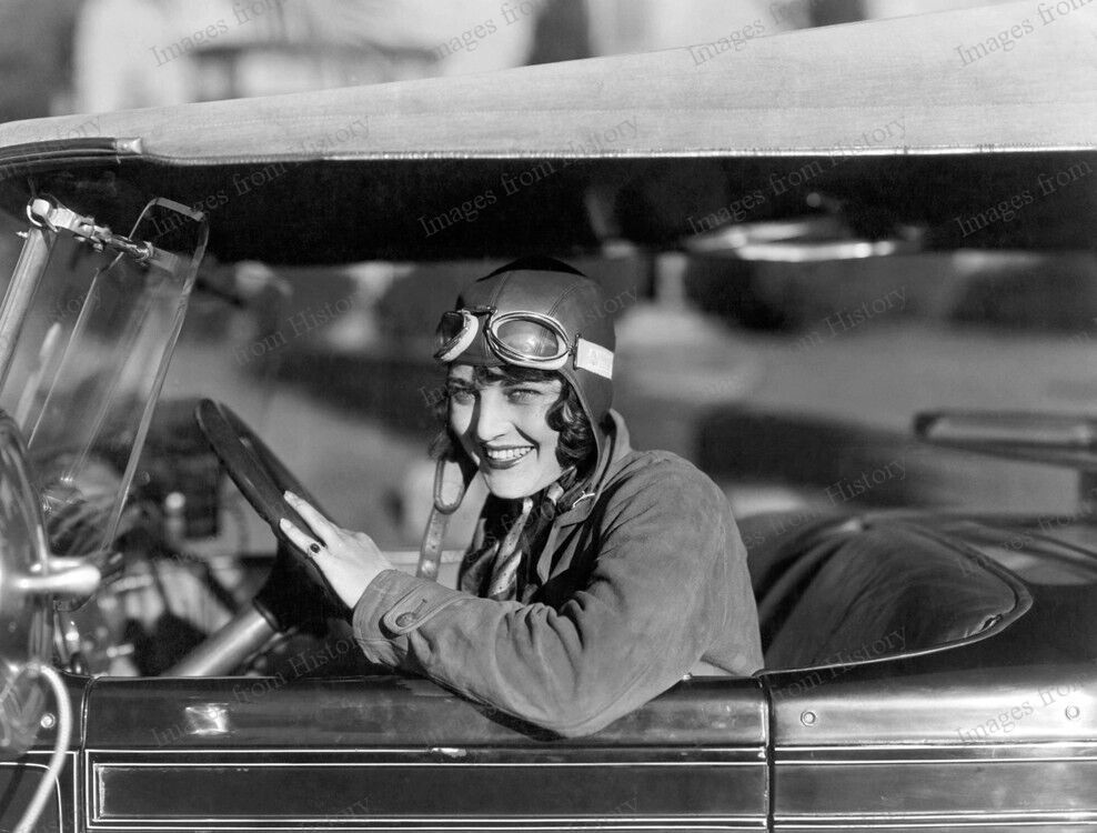 8x10 Print Ruth Elder Aviation Pioneer Posing Automobile with Flying Gear #AREE