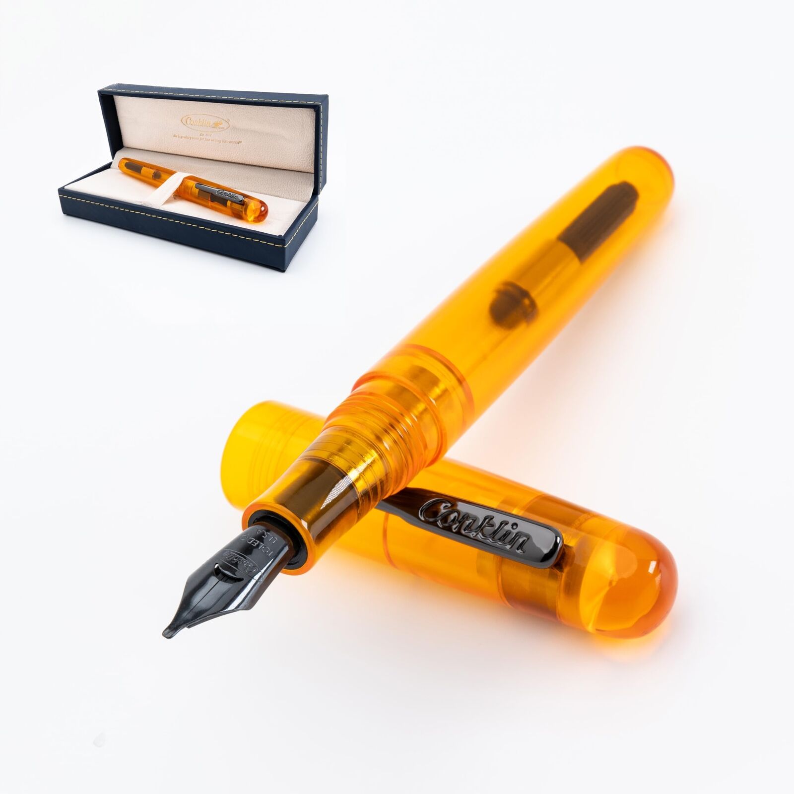All American Special Eye Dropper Edition Fountain Pen (Demo Orange) - Broad N...