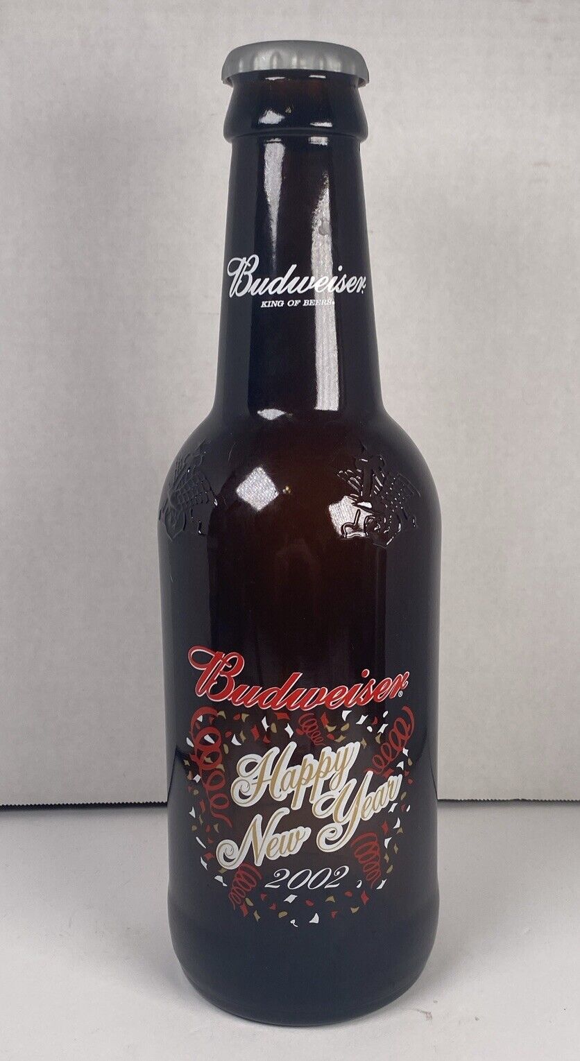 Budweiser King Pitcher - 2002 Happy New Year.  Large (15 inches) glass bottle