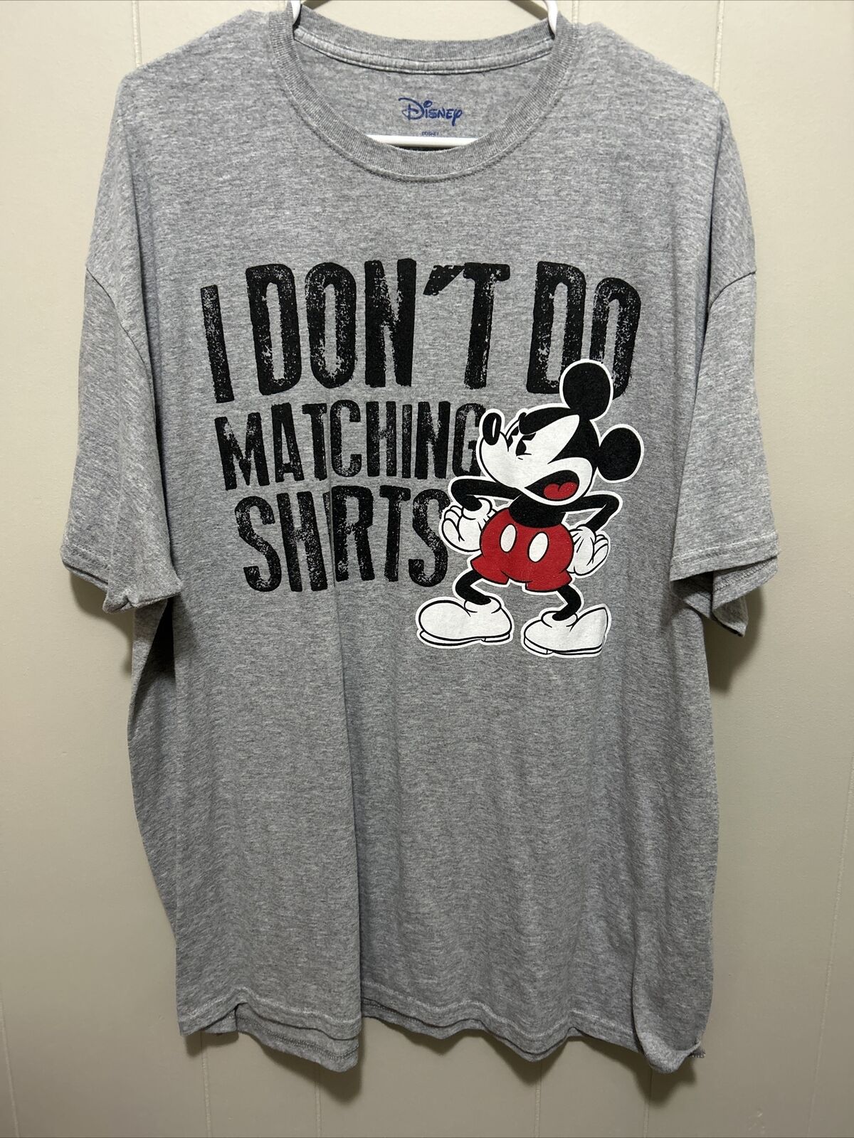 Disney Mickey Mouse I Dont Do Matching Shirts Gray 2XL 639