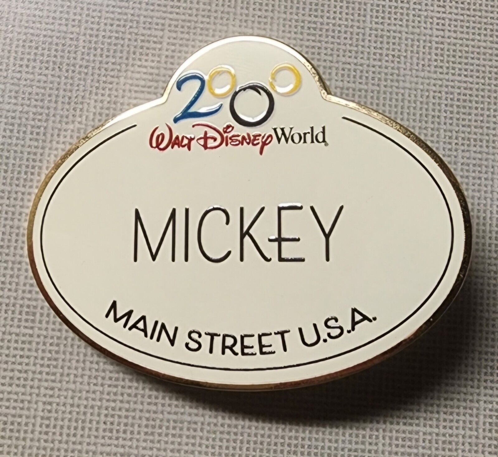  WDW 50th Disney Cast Member LE 600 Pin  Mickey Year 2000 Name Tag