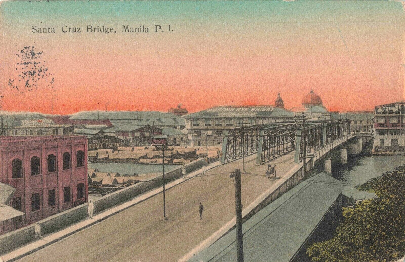 Birdseye View Santa Cruz Bridge Manila Philippines Philippine Islands 1911 PC