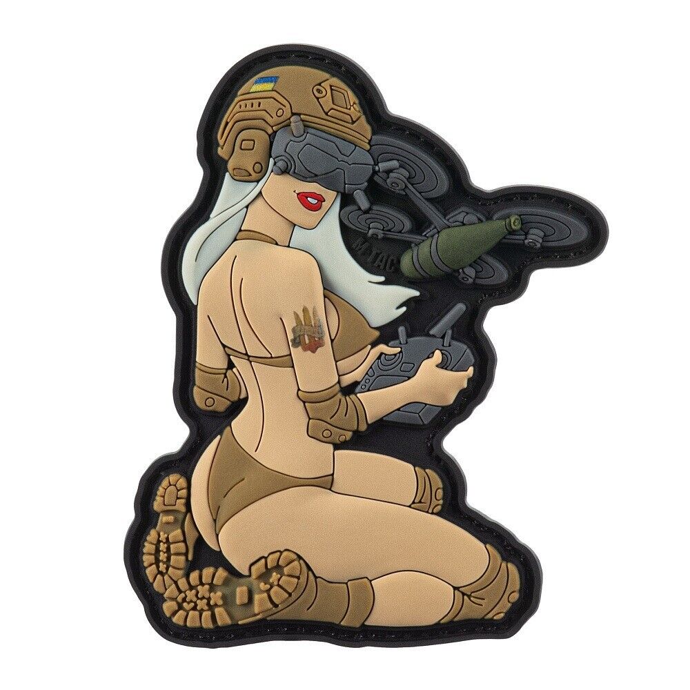 TACTICAL FPV DRONE GIRL COYOTE Ukrainian Morale Patch MILITARY PVC 3D