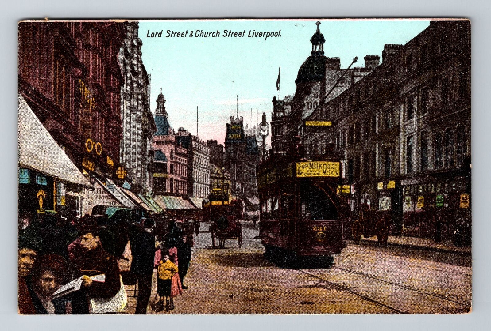 Liverpool-England, Lord Street and Church Street, Vintage Postcard