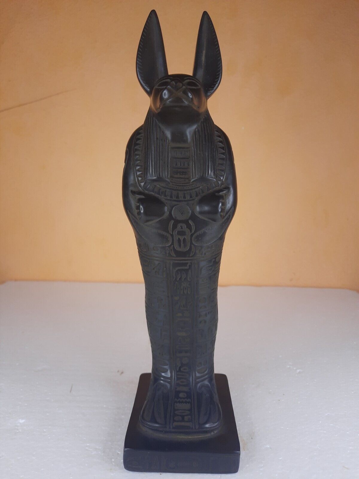 RARE ANTIQUE ANCIENT EGYPTIAN Statue of Anubis Jackal Good Luck Hieroglyphic Bc