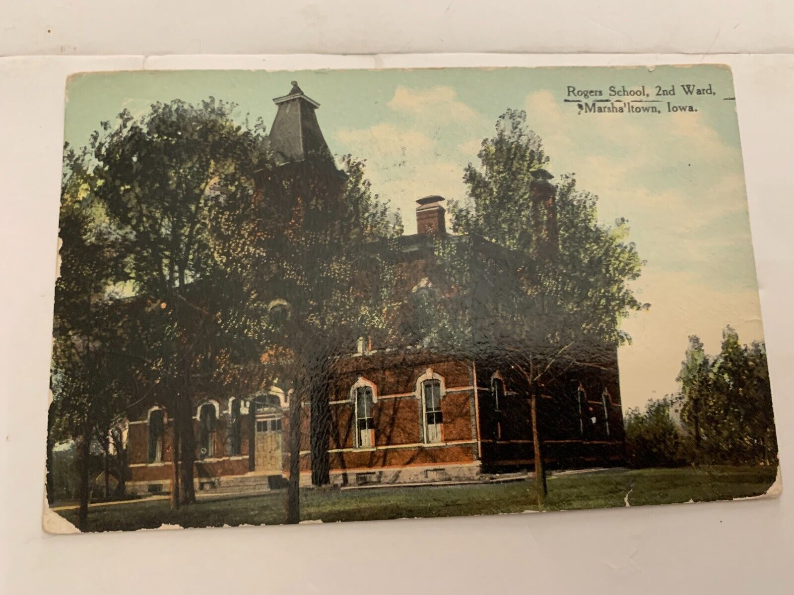 1913 Rogers School 2nd Ward Marshalltown Iowa Postcard