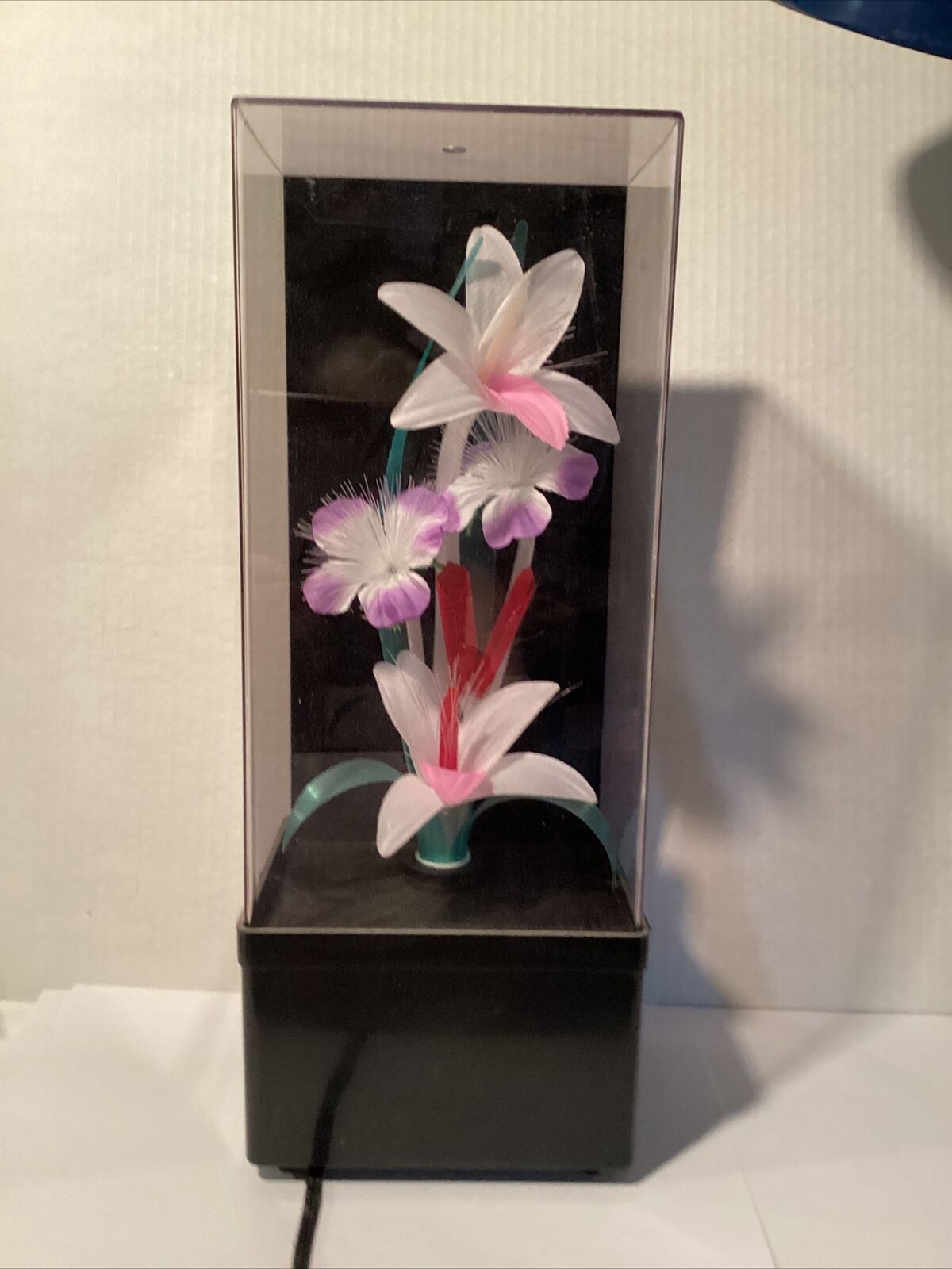 Vintage Fiber Optic Color Changing Flowers Light Music Box 80s Decor Tested