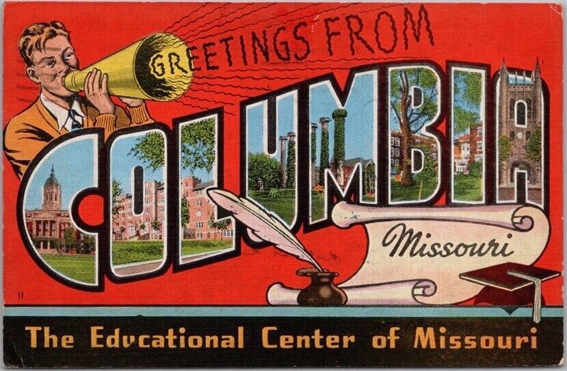 1945 COLUMBIA, Missouri Large Letter Postcard \