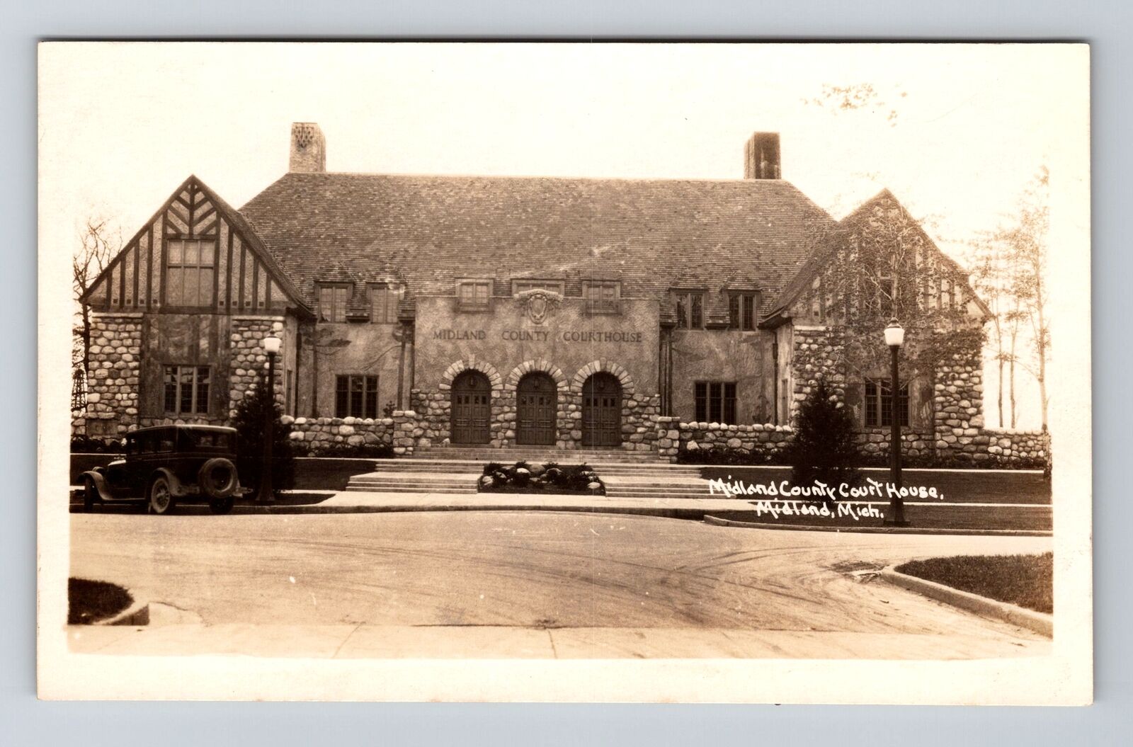 Midland MI-Michigan, RPPC County Court House, Real Photo Vintage Postcard
