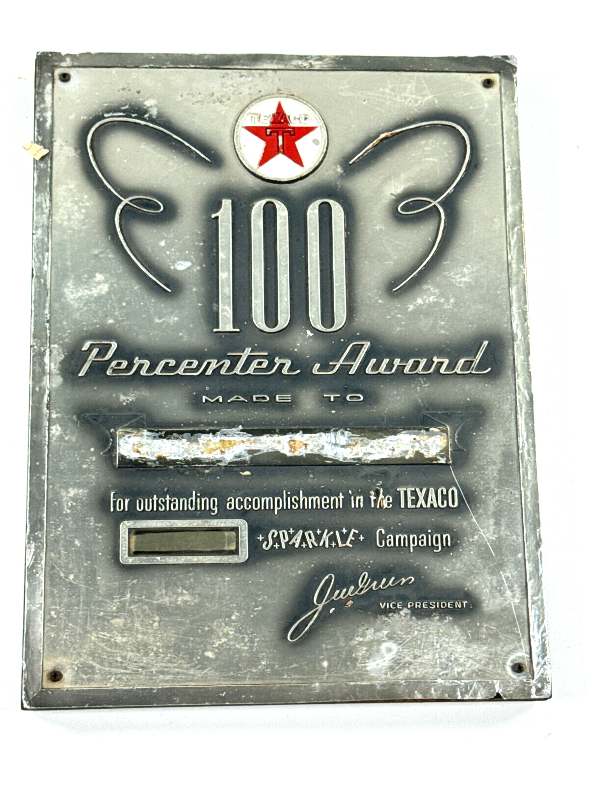 vtg 1961 Texaco 00 Award Service Station plaque oil gas SIGN dealer