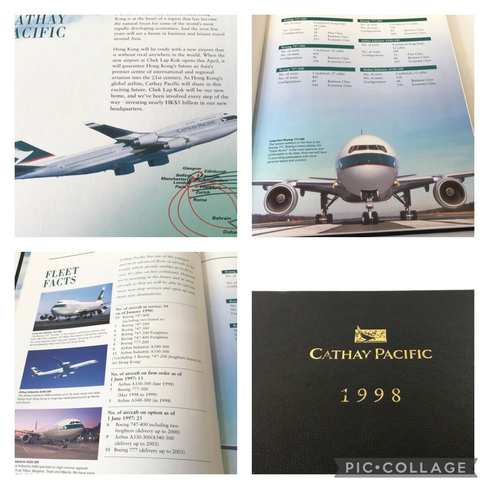 Cathay Pacific Airlines 1998 Maps Calendar History Flight Planner Ephemera