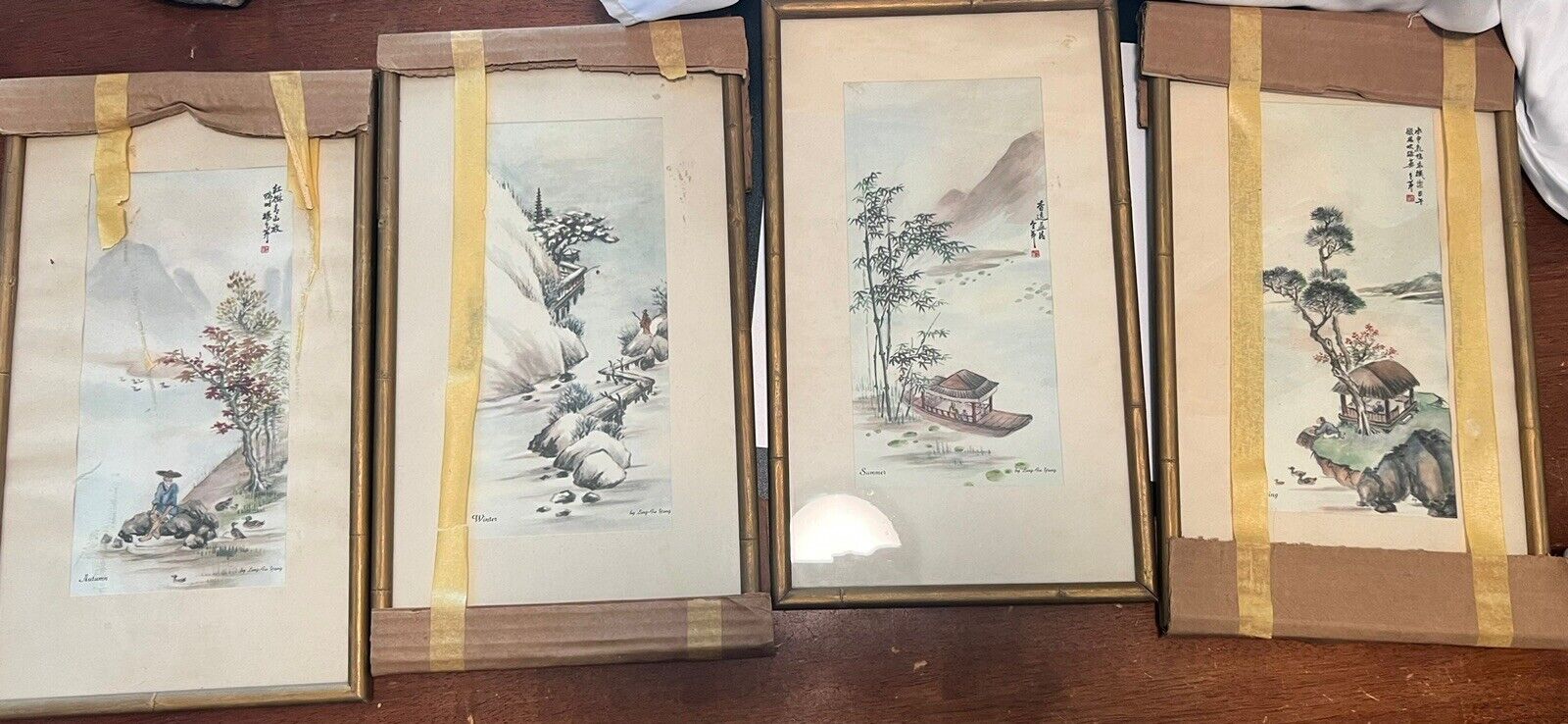 Ling Fu Yang Prints Vintage Framed- Set Of 4 Summer, Winter, Spring & Autumn