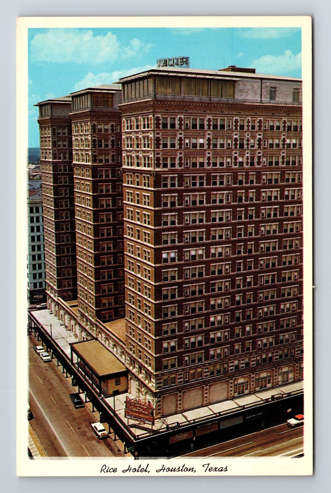 Houston TX-Texas, Rice Hotel, Antique Vintage Souvenir Postcard