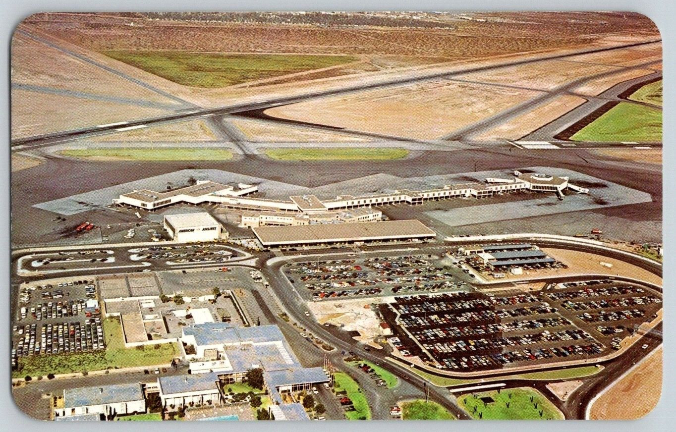 Aerial View Postcard~ International Airport~ El Paso, Texas~ TX