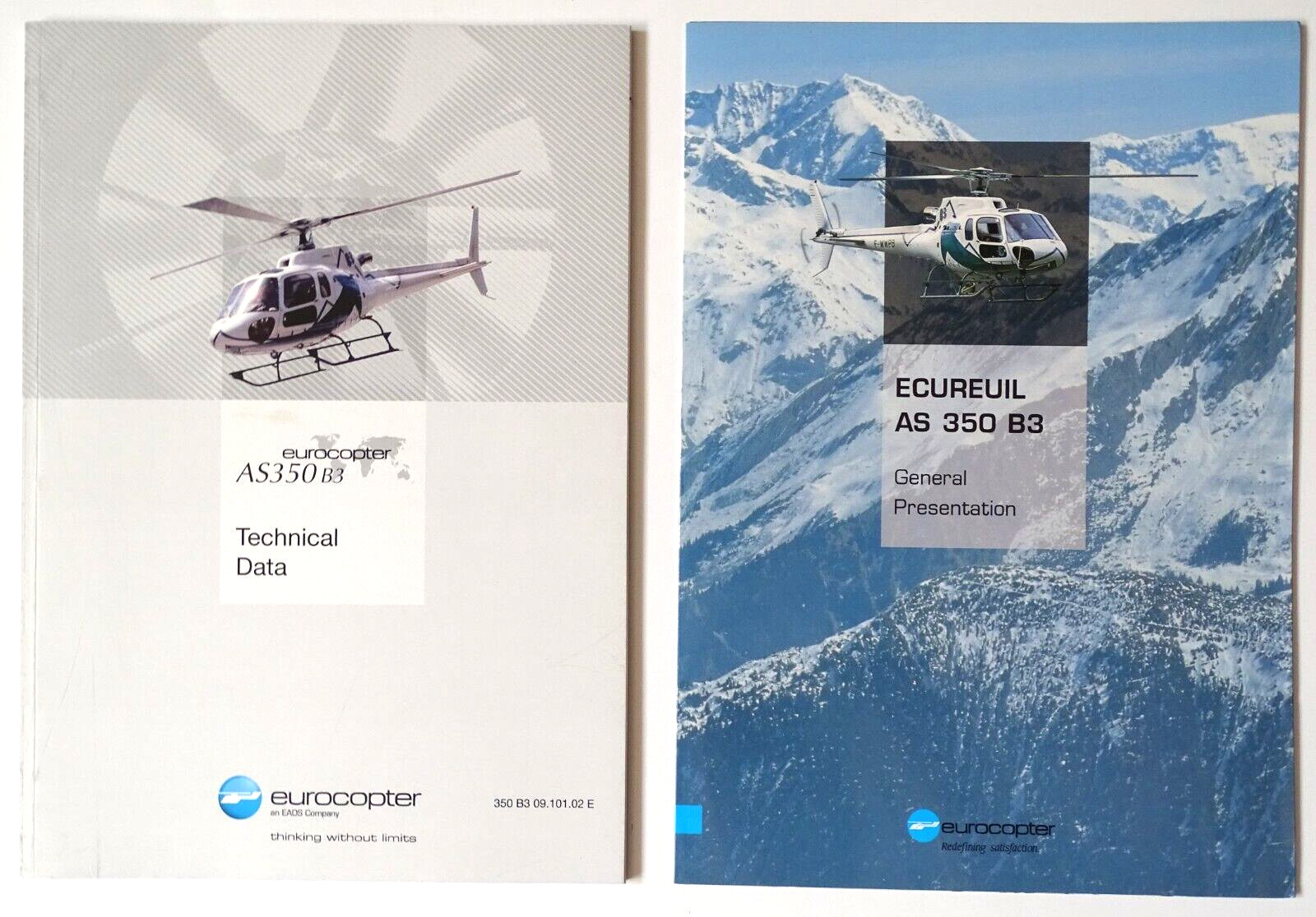 LOTof2 Eurocopter Airbus Helicopter AS350B3 Four-fold Brochure & Technical Data