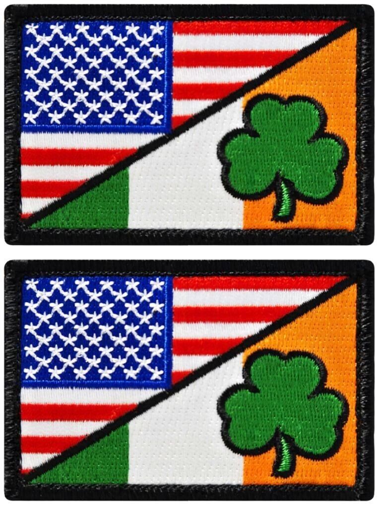 American Flag / Ireland Irish Flag Clover Patch | 2PC iron on or Sew 3\