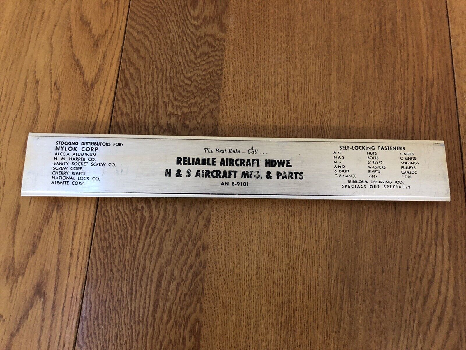 VTG Reliable Aircraft Hardware Advertising Brass Ruler H&S Aircraft Mfg Old Ph #
