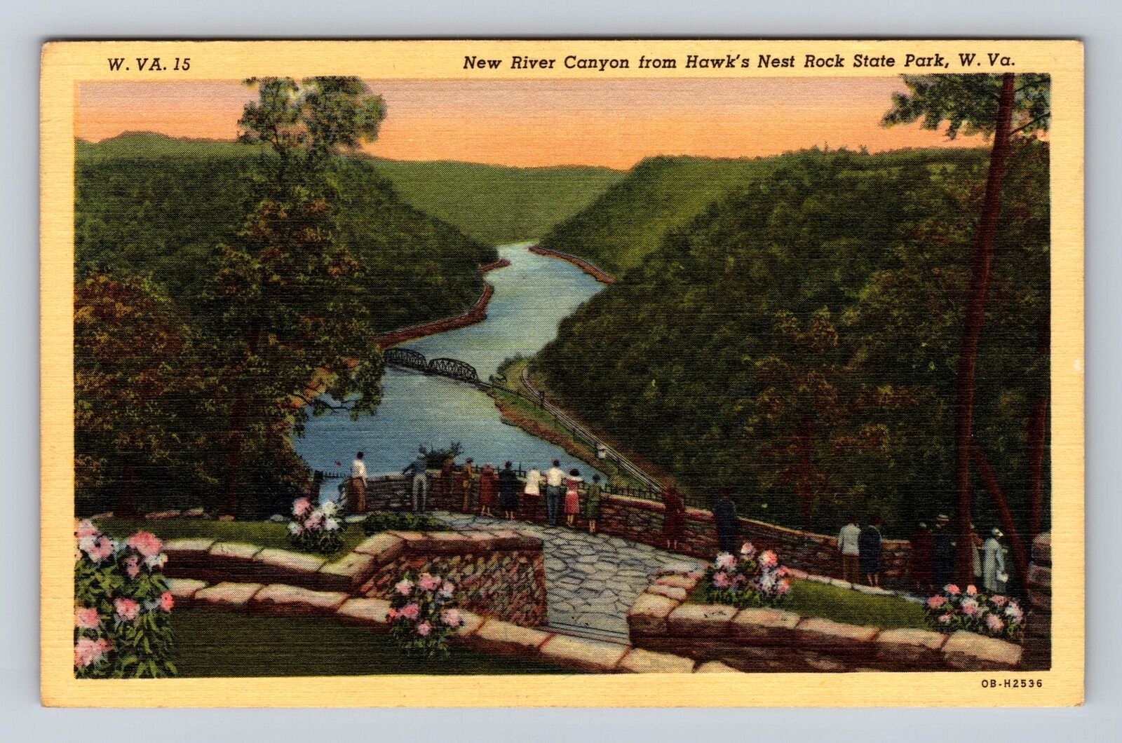 Hawk\'s Nest Rock State Park WV- West Virginia, New River Canyon Vintage Postcard
