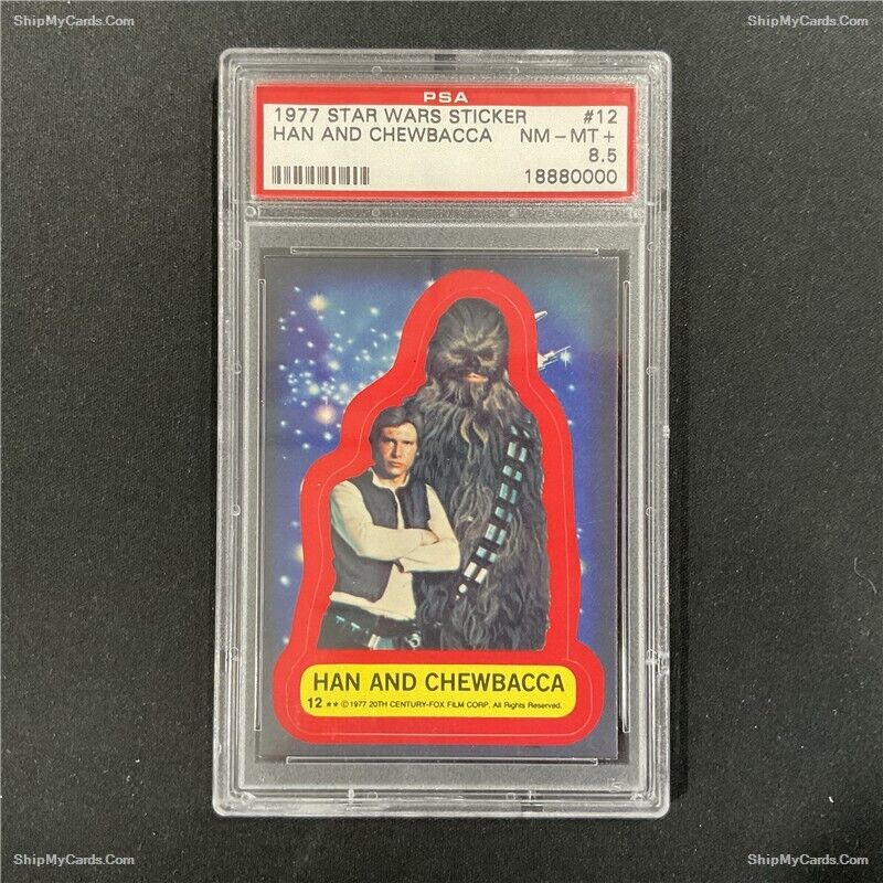 1977 Star Wars Sticker Han and Chewbacca #12 PSA 8.5
