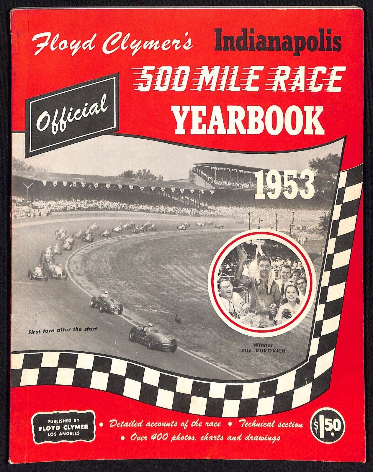 1953 Indy 500 Floyd Clymer's Indianapolis 500 Mile Yearbook IMS 112pp. VGC
