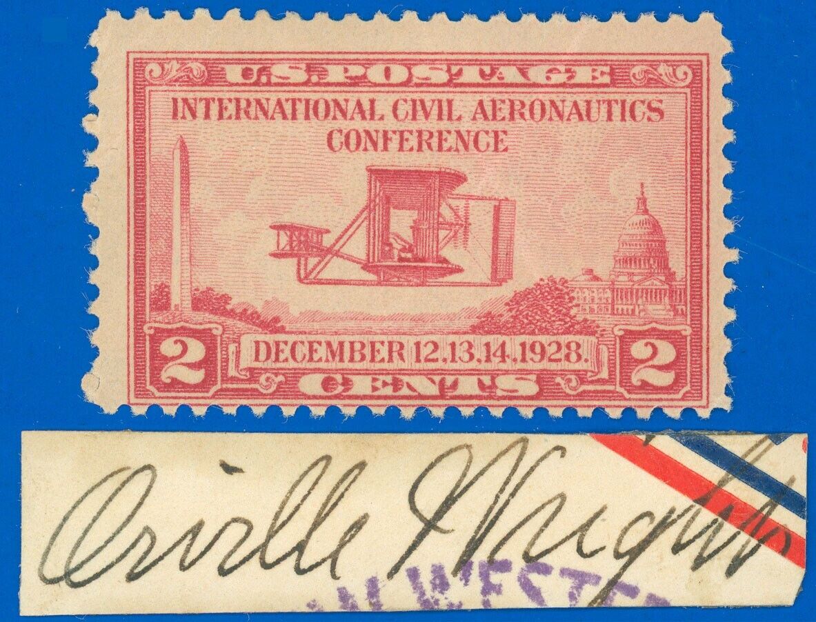 Circa 1928, ORVILLE WRIGHT AUTOGRAPH on AIRMAIL ENVELOPE CUT PIECE (SK)
