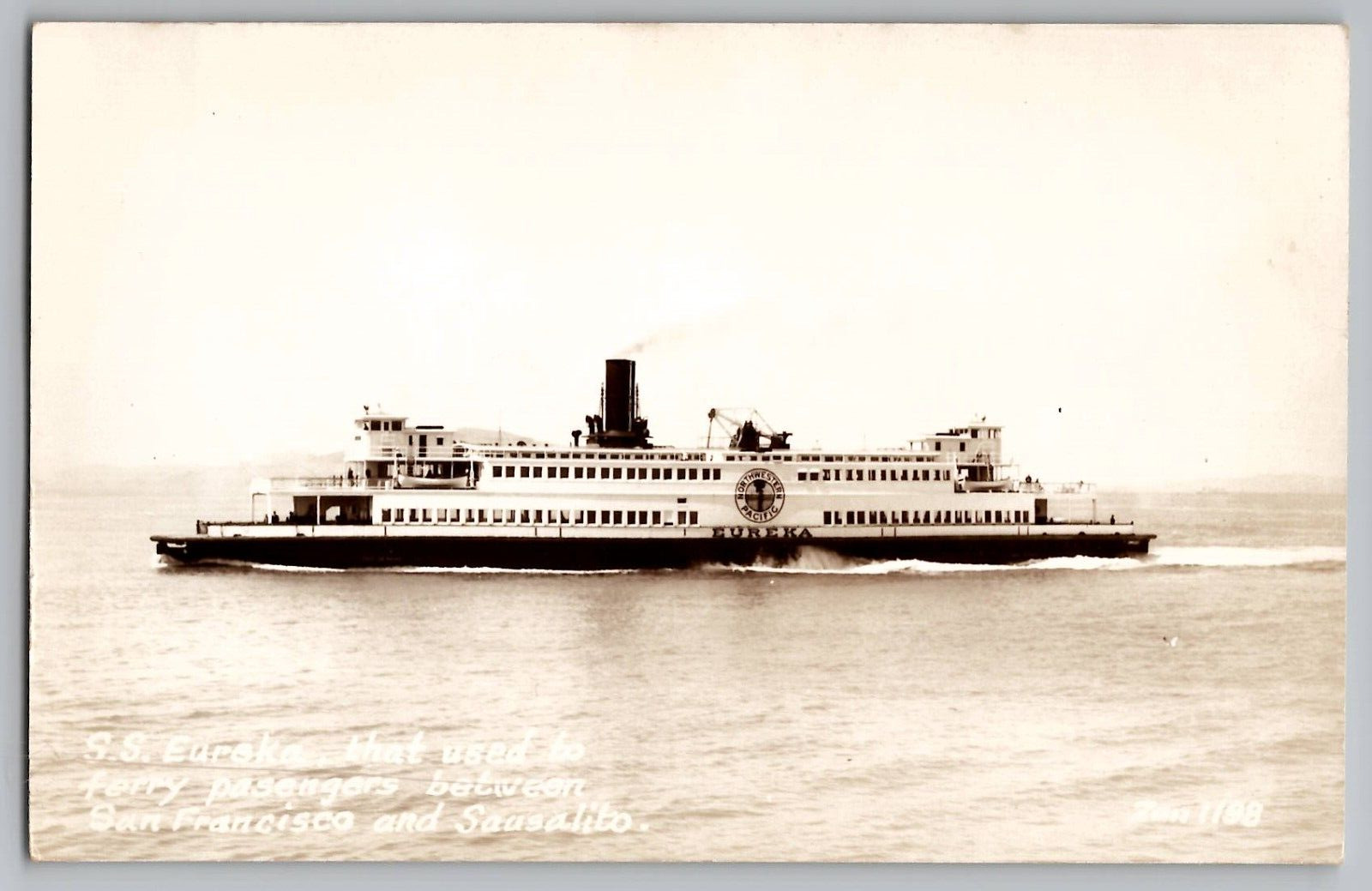 SS Eureka Passenger Ferry San Francisco & Sausalito CA RPPC Photo Postcard 1930s