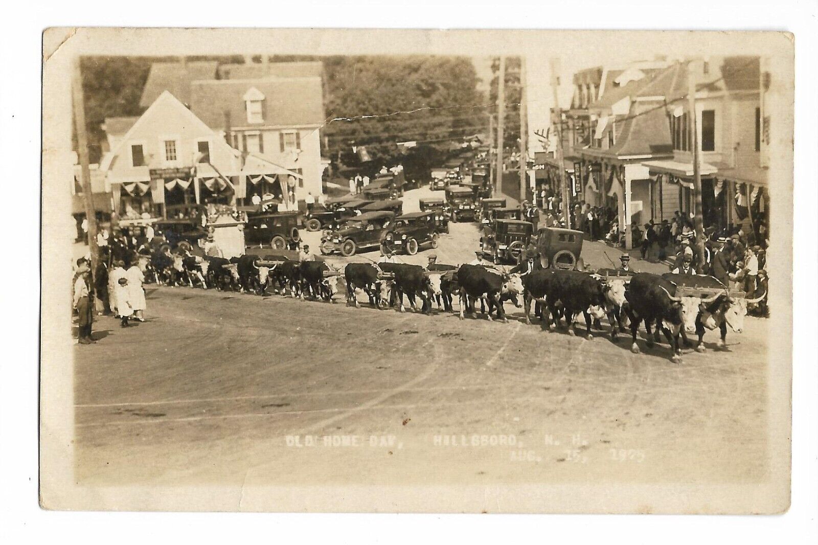 postcard rppc hillsboro, nh. 1925 old home days ox
