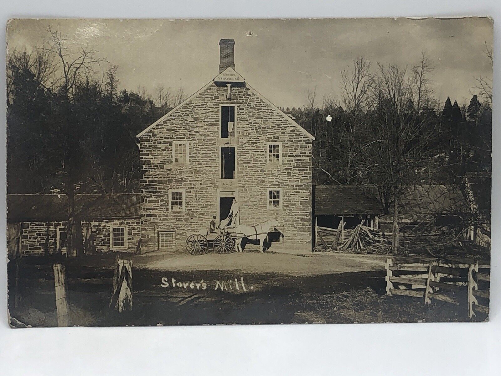 Postcard Stover's Mill Gristmill Bucks County Pennsylvania Real Photo Unposted