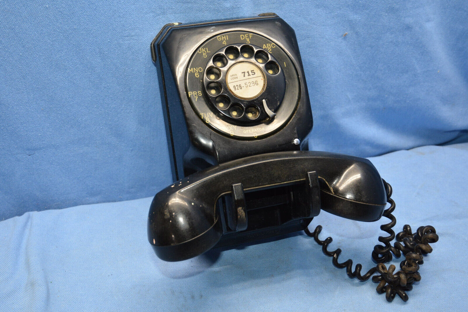 Stromberg Carlson 2-1543J Crab Claw Wall Rotary Phone 1543 Untested Black (A0908