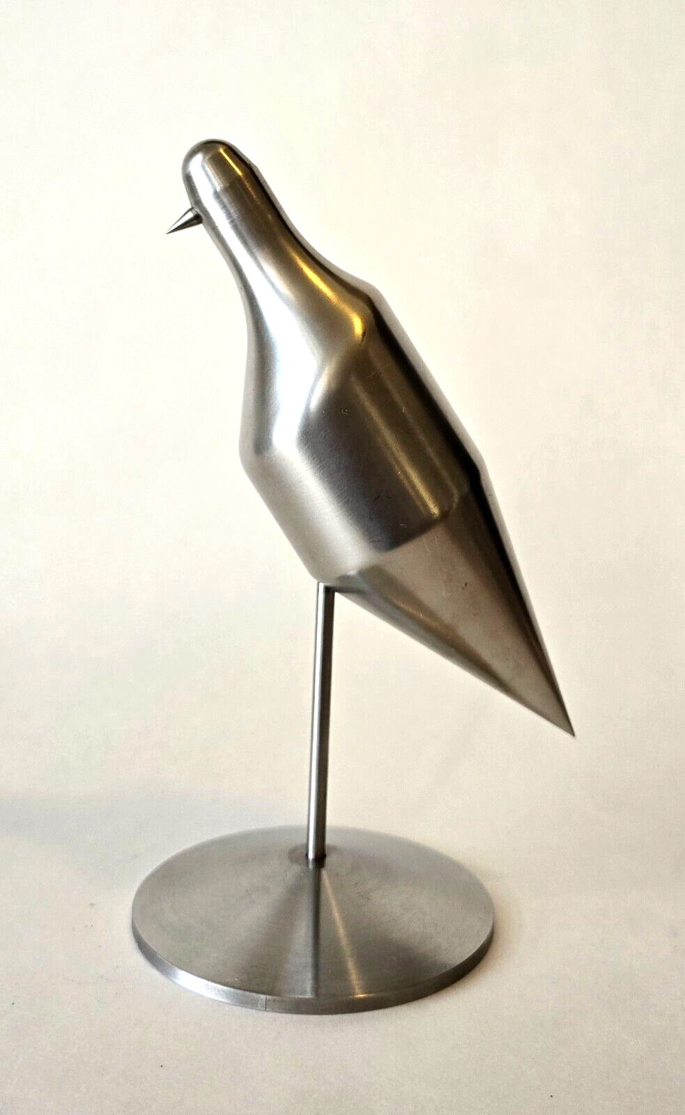 Brushed METAL Steel BIRD Chrome FIGURE Modernist MINIMALIST Decor MCM Sculpture