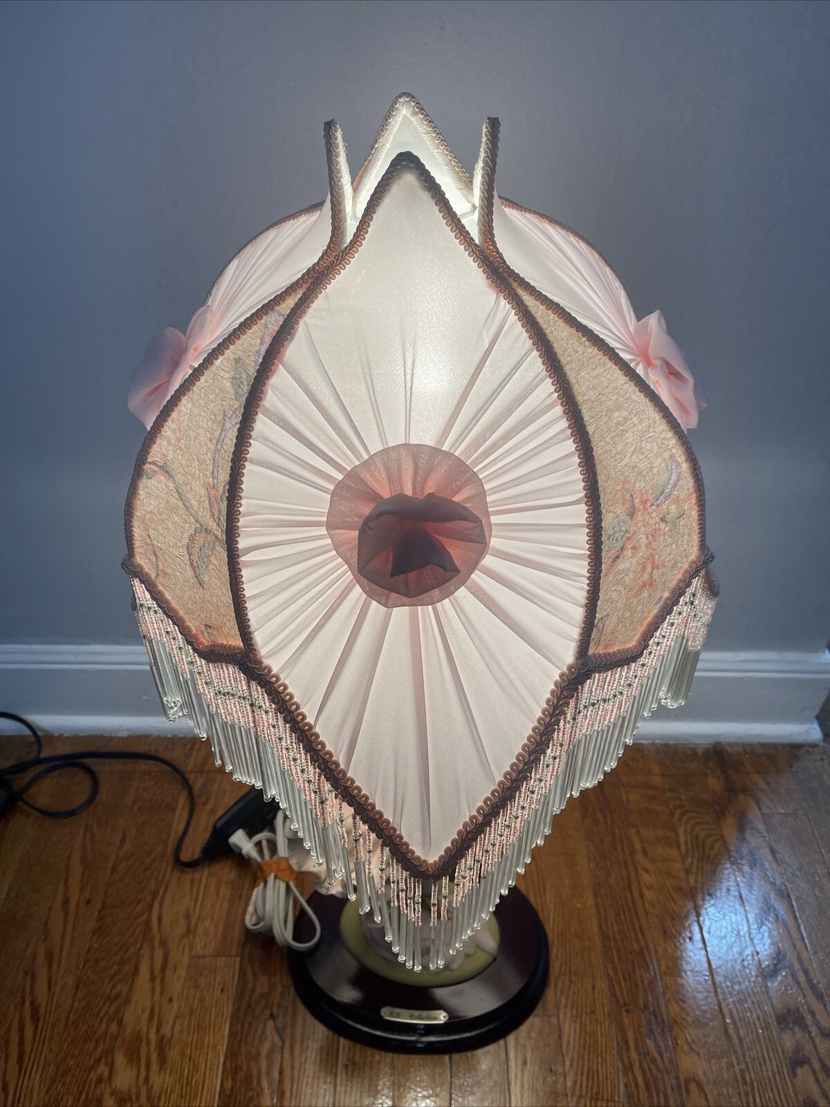 OK Collection Satin Beaded Pink Lamp Shade.  (Lamp Not Included )