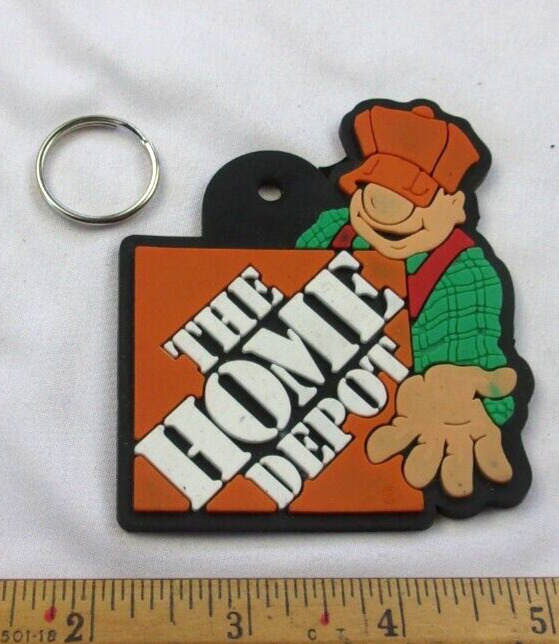 The Home Depot fix-it man rubber vintage 1990s keychain w/ new ring