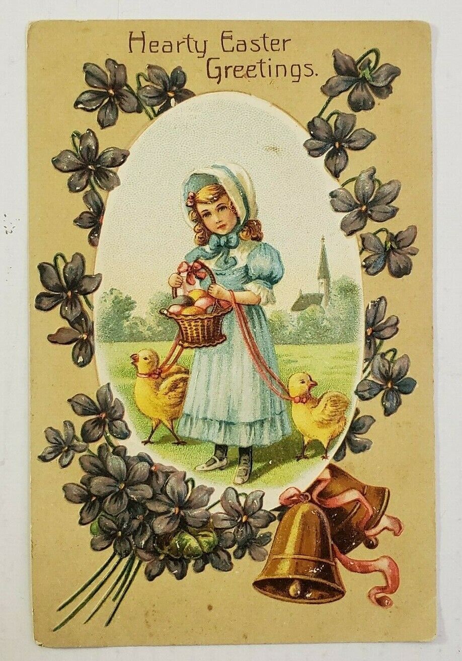 Hearty Easter Greetings - Postcard Posted 3/25/1921 ~ Ben Franklin Stamp