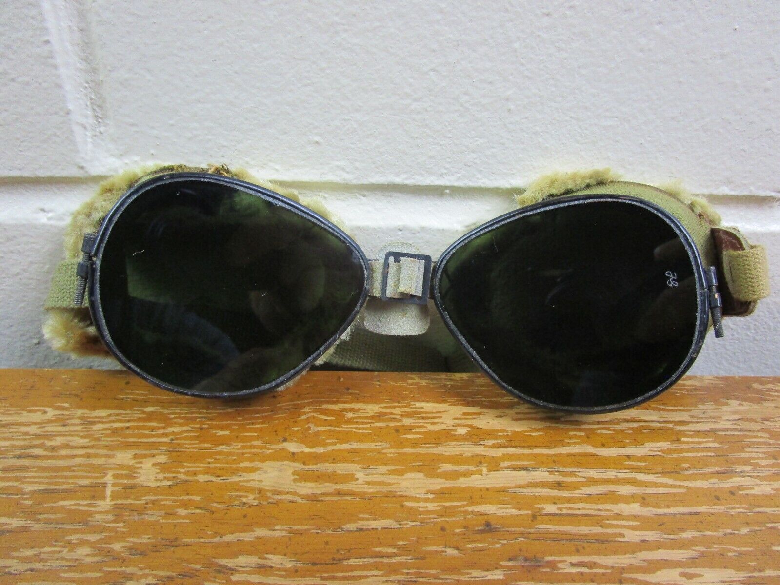 Vintage 1940's Aviator Pilot Goggles Military Steampunk Motorcycle Fur Lined