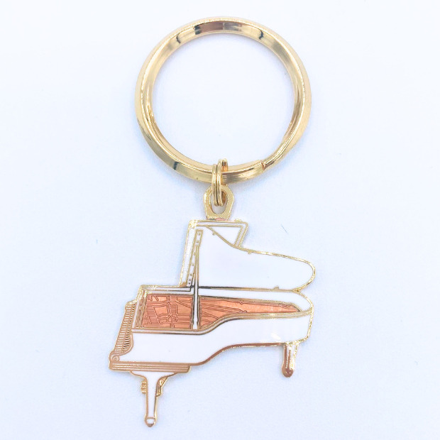 Keychain Grand Piano Gold With White