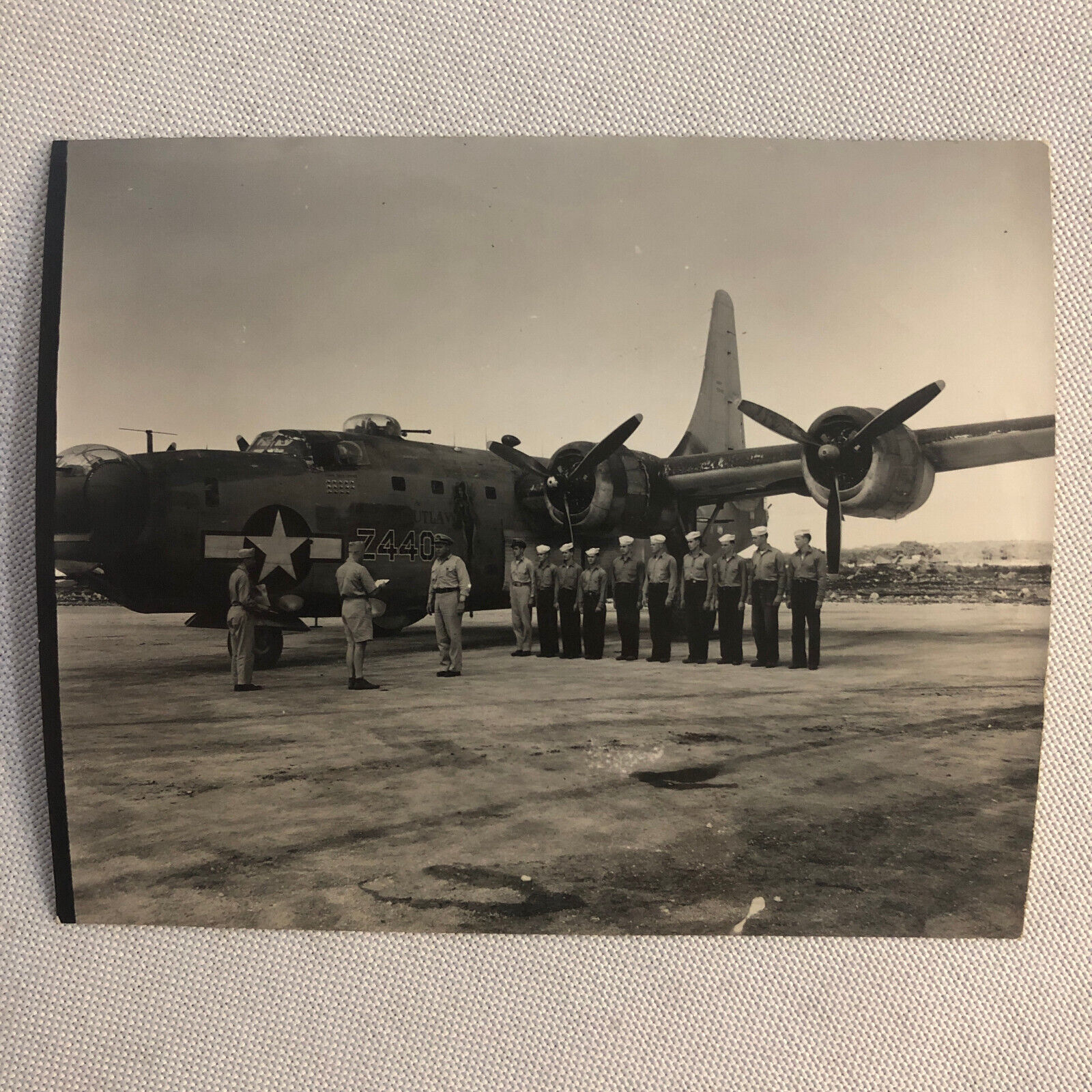 Military Aircraft with Soldiers Photo Photograph Print Vintage Airplane Plane