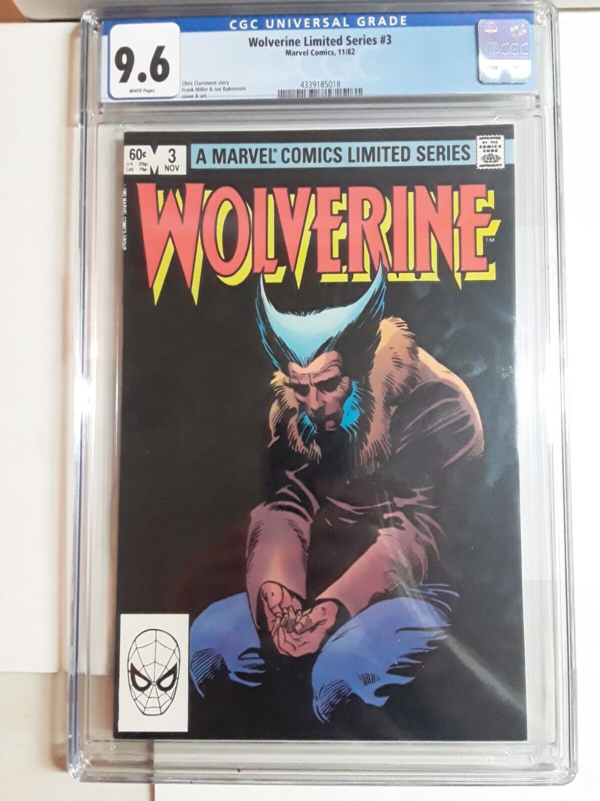 Wolverine Limited Series #3 CGC 9.6 WHITE (1982) Marvel Comics | Frank Miller