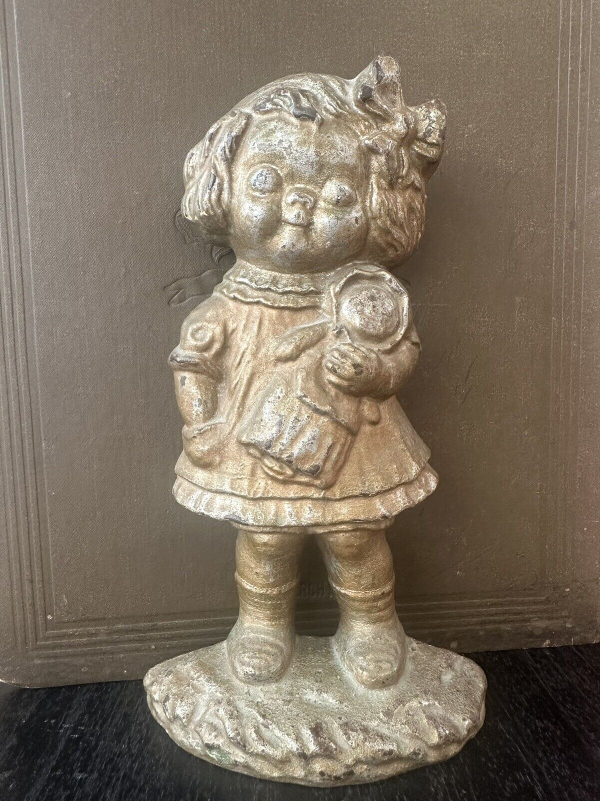 Antique 1920s Hubley Dolly Dingle painted cast iron doorstop 