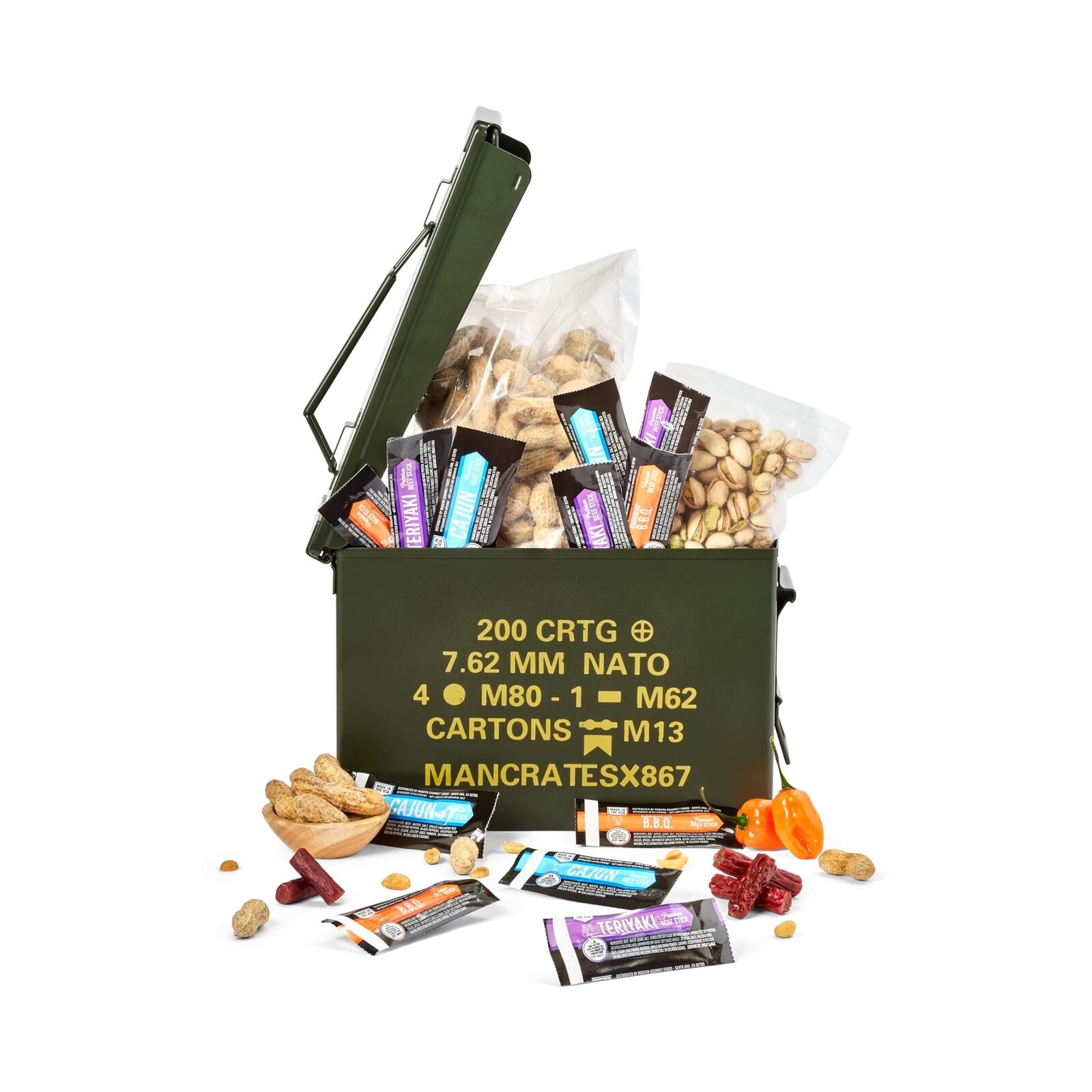 Man Crates Premium Snack-munition Ammo Can – Includes 3 Meat Stick Flavors