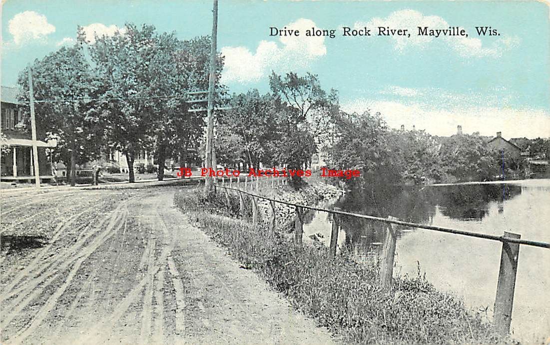 WI, Mayville, Wisconsin, Drive Along Rock River, Chicago Store Pub No 9936