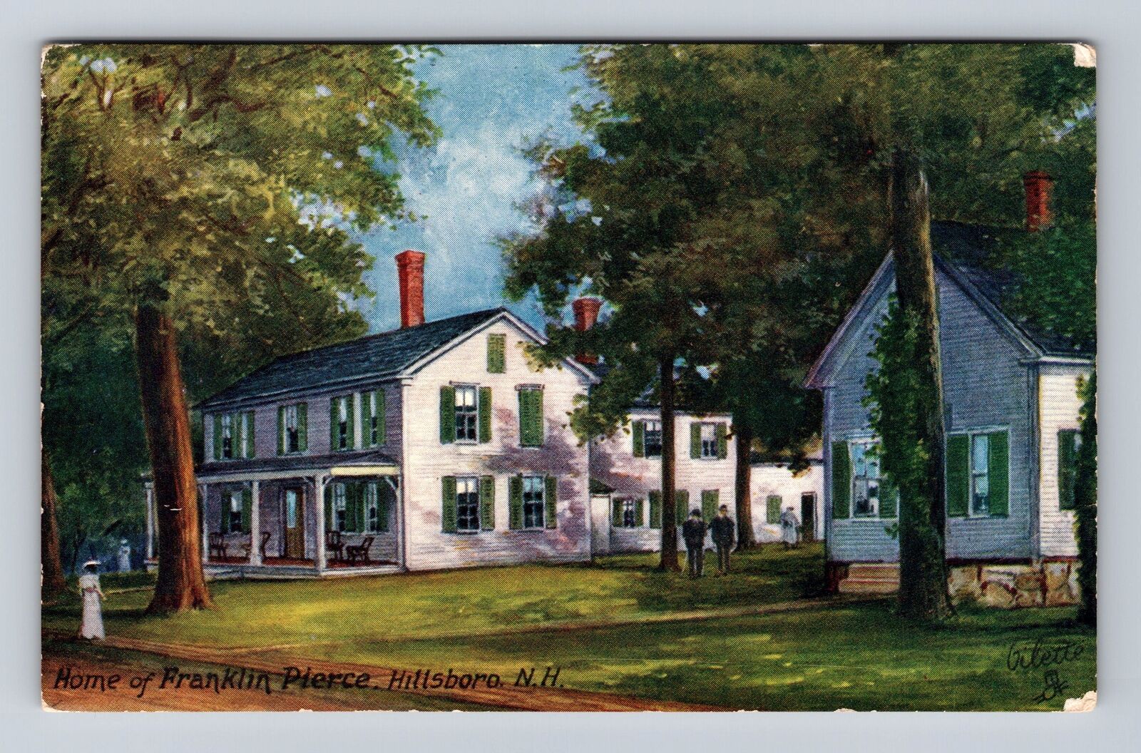 Hillsboro NH-New Hampshire, Home Of Franklin Pierce, Antique, Vintage Postcard