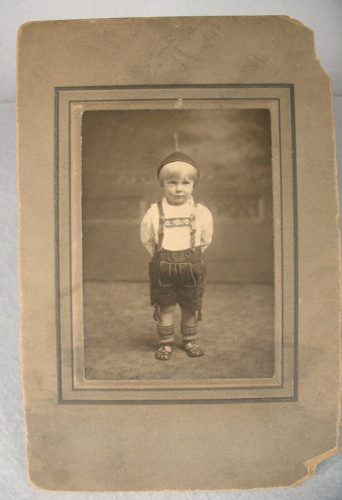 CDV Cabinet Card 1880\'s Dutch-boy Toddler in full Holland style Dress