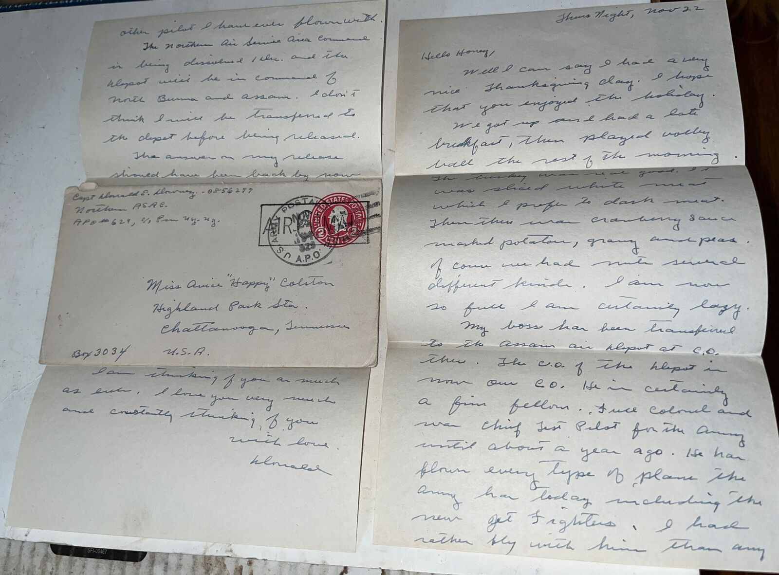 Antique Army Captain Letter: Northern Air Service Area Command Dissolved Burma