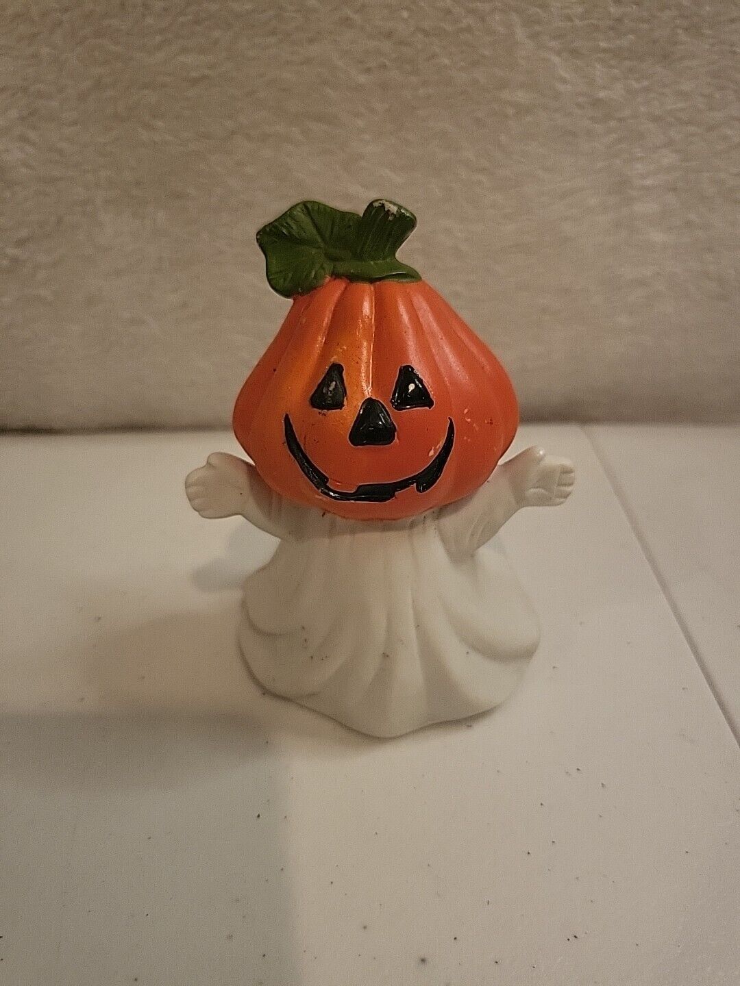 VTG Halloween Ceramic Ghost & Pumpkin Head  Figurine