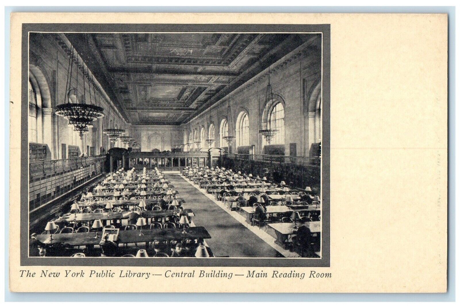 c1940 New York Public Library Central Building Main Reading Room Chairs Postcard